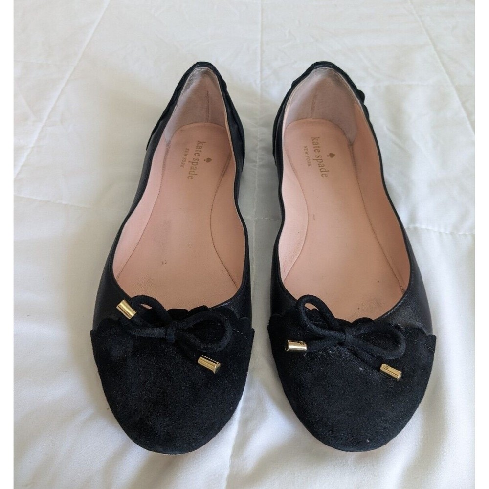 Women’s KATE SPADE Eleni Flex Black Patent Leather And Suade Ballet Flats Sz9